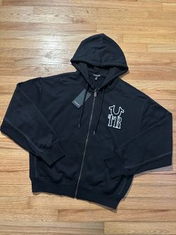True Religion Rib Stitch Dept Boxy Zip Up Hoodie