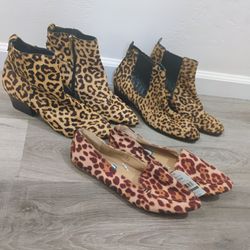3 Pairs. Animal Print Boots And Flats