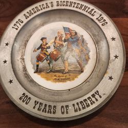 Americana Art China Co America's Bicentennial 1(contact info removed) Pewter Plate 10.5 Inch