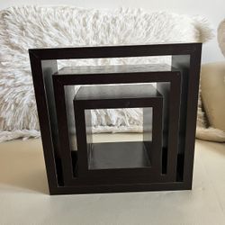 Wooden Square Frame Blocks Wall Decoration Storage