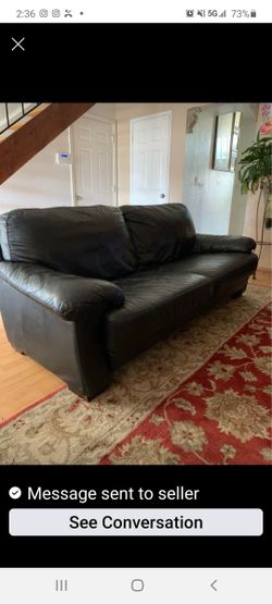 Black leather sofa