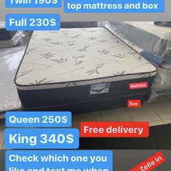 Huge sale for Mattress And Box Twin size #mattress and box 150.$ full 190$ Queen 200$ king 290$. free delivery free set up 708….289…7715… cash or Zell