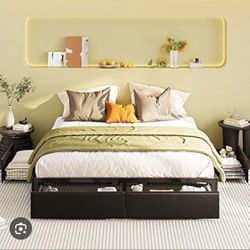 Black Faux Leather King Frame - HK005