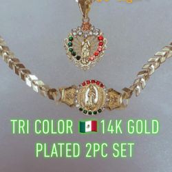 Tri Color Mexican Necklace Set 