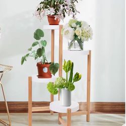 Corner Indoor Bamboo Plant Display Stand Tall Tall Flower Stand Rack 4 Tiers