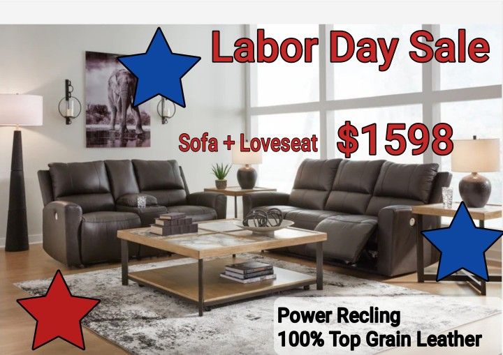 Real Leather Pwr RECLINING SOFA