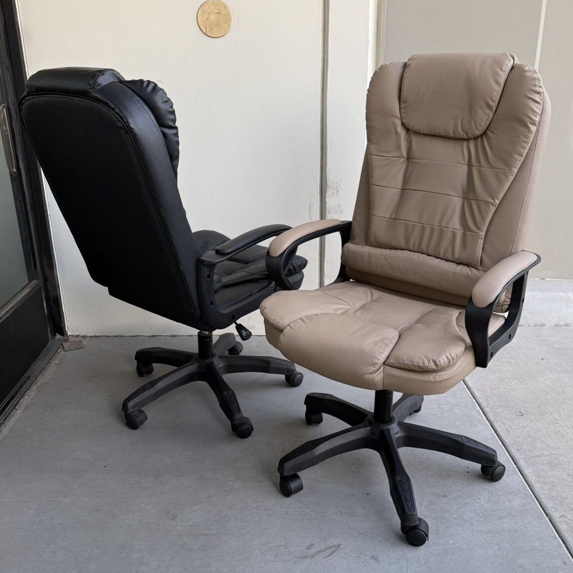 New In Box $55 Each Office Computer PU Leather Desk Chair Black Or Khaki Color Adjustable Height Furniture