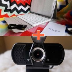 HD Webcam,No Tripod and Keyboard case for iPad,Samsung and Andrio tablet 11"(color:pink)