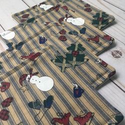 Handmade quilted Primitive Rustic Christmas Coasters Set