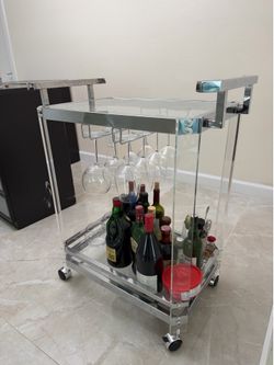 Modern Acrylic & Chrome Bar Cart