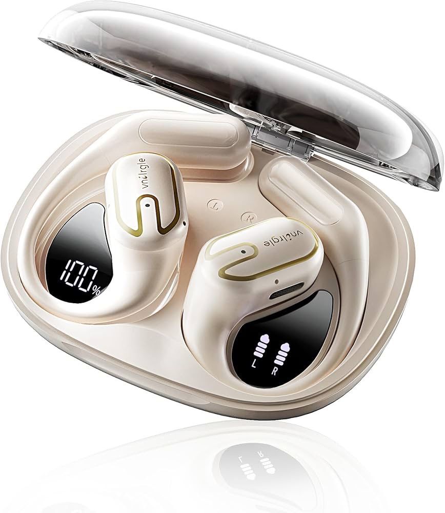Open Ear Headphones Earbuds wireless - 5.4 Bluetooth Ear Buds with LED Digital Display IPX7 Waterproof, Wireless Headphones Touch Control Air Conducti