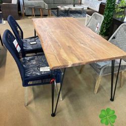 SHERMAN RECTANGULAR DINING TABLE NATURAL ACACIA AND MATTE BLACK