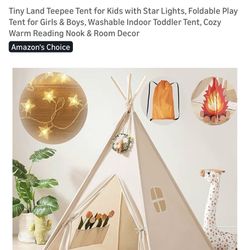Tiny Land Teepee Tent for Kids Foldable Play Tent for Girls & Boys, Washable Indoor Toddler Tent, Cozy Warm Reading Nook & Room Deco