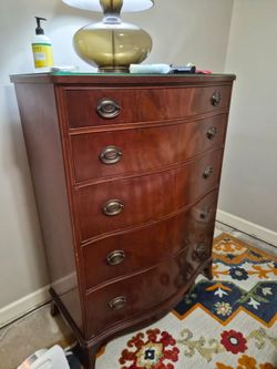 Queen Anne style mahogany dresse with glass top