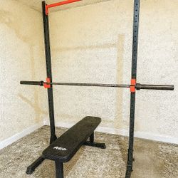 🏋️ Power Rack + Barbell + REP Flat Bench – Great Condition 