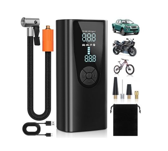 Tire Inflator Portable Air Compressor, 150PSI & 20000mAh Portable Air Pump for Car Tires, 2X Faster Inflation Bike Tire Pump with Tire Pressure Gauge,