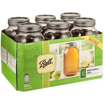 Ball mason half gallon jars with lids 6 pack 64 oz wide mouth