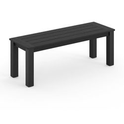 LUE BONA HDPS Outdoor Bench with Straight Legs, All-Weather 2-Person Outdoor Backless Benches, Black