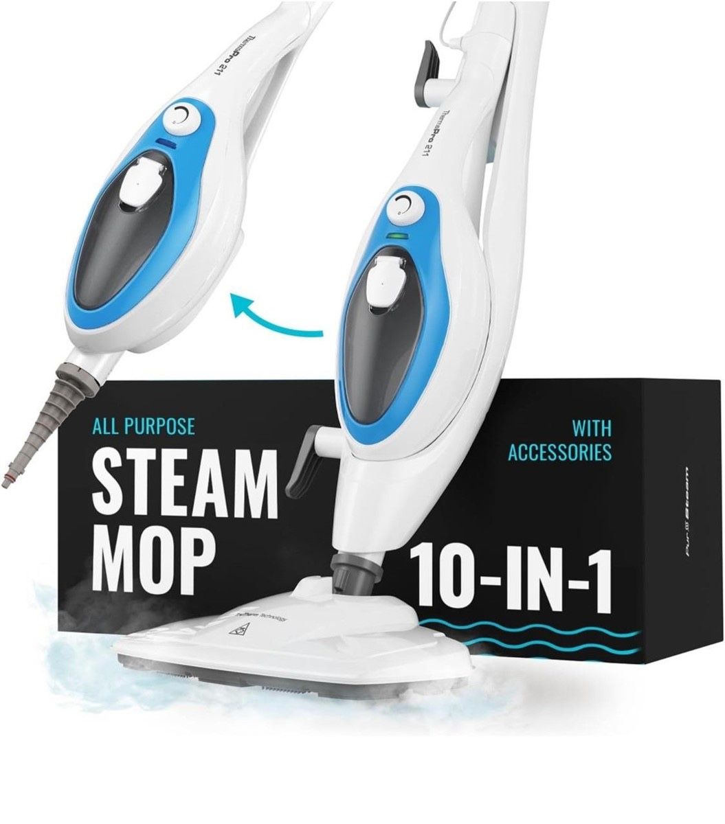 PurSteam 10-in-1 Steam Mop, Floor Steamer with Detachable Handheld Steam Cleaner