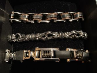 Three Stainless Men’s Bracelets 