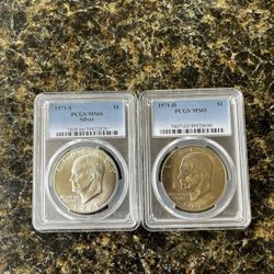 2) 1971 Eisenhower Dollars PCGS MS65 MS66