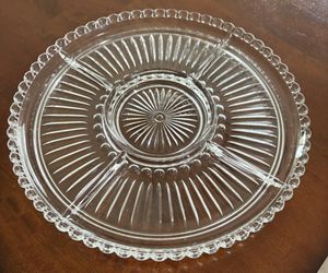 Vintage Clear Glass Divided Serving Platter