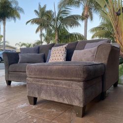 Comfy Gray Sofa Sectional w/ Reversible Chaise