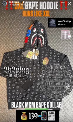 BAPE x MCM Shark Full-Zip Hoodie Black 3XL