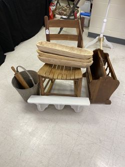 Rocking Chair $65, Dough Bowls $22. Come to Craft Fair Harvest Field Baptist Church, Sam’s Creek Road, Pegram TN. today. Come check out the fair for