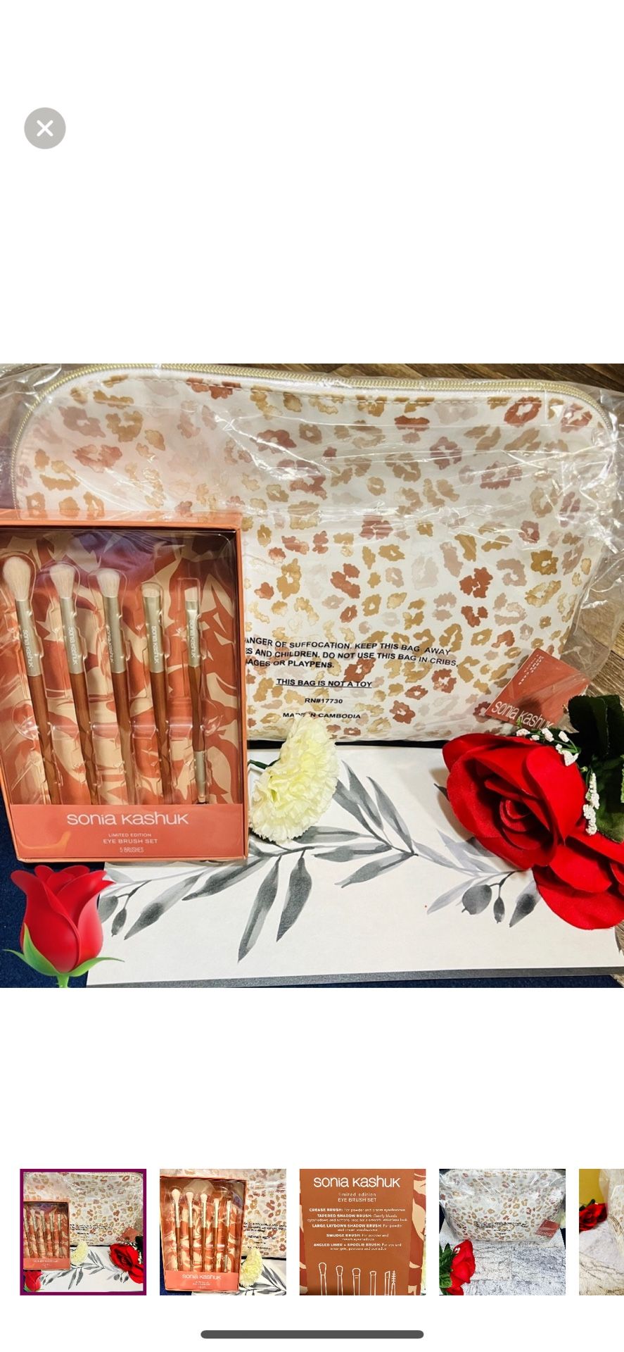 NWT Sonia Kashuk Bundle Limited Ed* Eye Brushes & Large Travel Makeup Pouch 2pcs