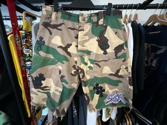 Chrome Hearts Matty Boy Sex Records Carpenter Shorts Woodland Camo Cross Patch Shorts Size 32