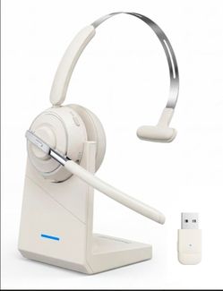 Bluetooth Headset, Wireless Headset with Mic for Work, Noise Cancelling Microphone, USB Dongle
