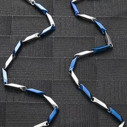 Stainless Steel Bamboo Blue/Silver 24" Necklace
