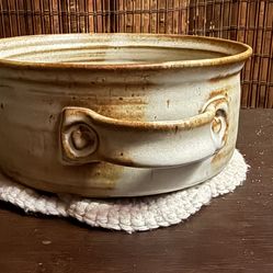 Unique Vintage Burnett Studio Stoneware Pottery Bowl Heart Handles