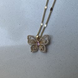 butterfly gold plated necklace 