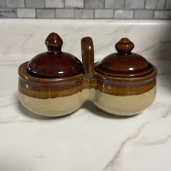  vintage double condiment dish 