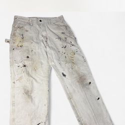 Dickies vintage Cargo Paint splattered white jeans #skater #grunge #distressed 17x38