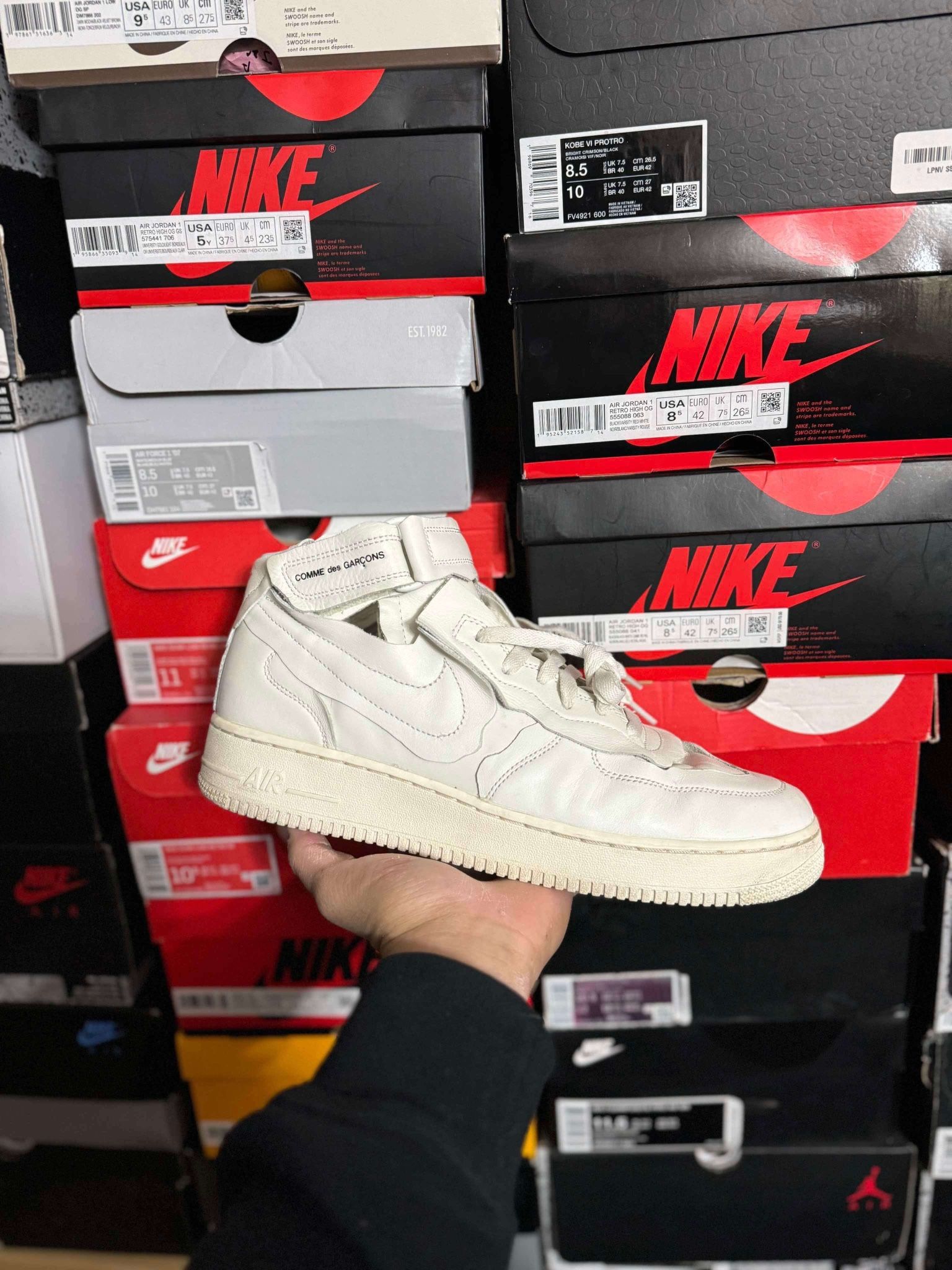 Nike Air Force 1 Mid Comme des Garcons White size 11.5 USED But Clean