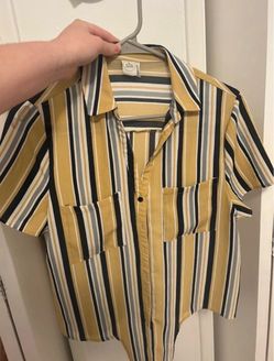 Striped Button-Up Short Sleeve Shirt
