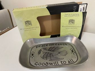RWP Wilton Armetale Pewter “Peace On Earth” Bread Tray w/ Table Protectors #601022