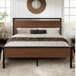 Modern platform bed frame full size new