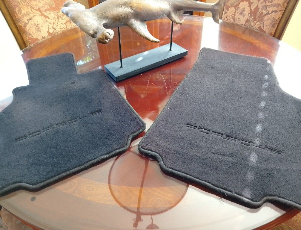 Black Embroidered Driver's Side And Passenger Side Porsche Mats From A 2001 Boxster S