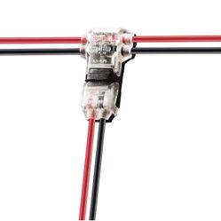 Low Voltage Wire Connectors Solid Connection, T Tap Wire Connectors, T Type 2 Pins Wire Splice Connectors, Solderless No Stripping 3 Way Wire Connecto