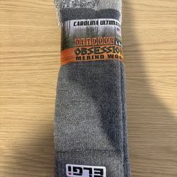 Brand New Carolina Ultimate Merino Wool Outdoor Socks (ELGi Embroidered Logo) – Size 9–13