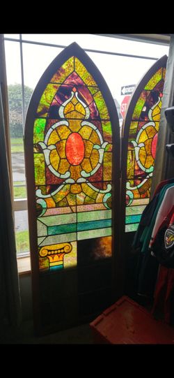 Old, Antique stained glass windows.