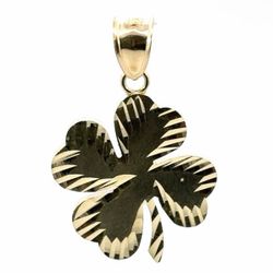 Men’s Woman’s 10k Yellow Gold Four Leaf Clover Charm Pendant For Necklace GP3122695