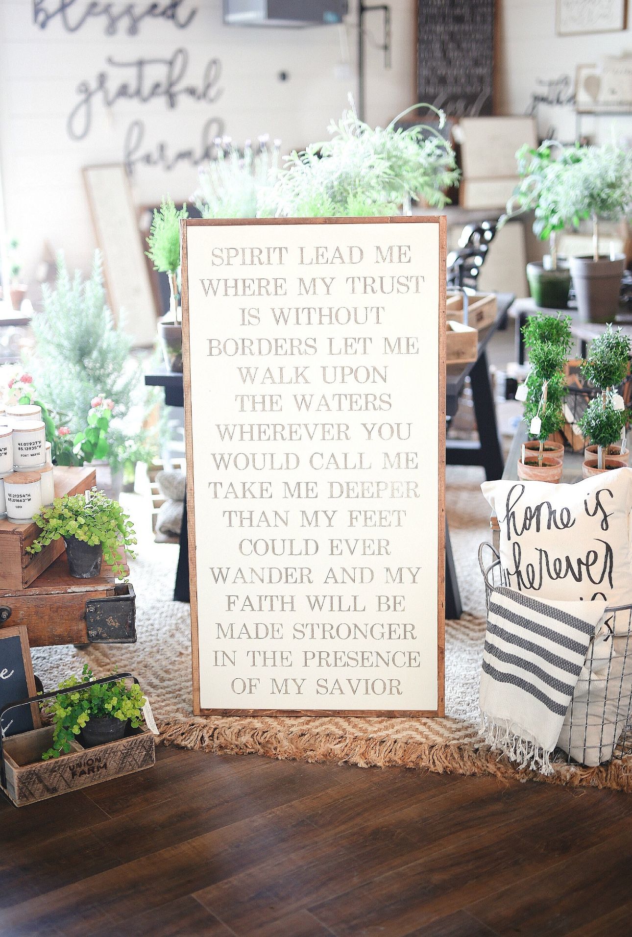 Handmade Spirit Lead Me Framed Wood Sign Hillsong Lyrics Religious Farmhouse Wall Art