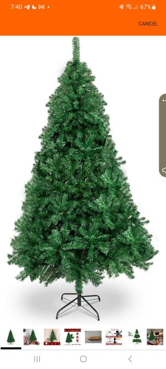 7 Feet Unlit Artificial Full 1100 Tips Branches Christmas Pine Tree with Sturdy Metal