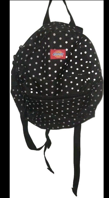 DICKIES Mini Backpack Black White Polka Dots Bag Small
