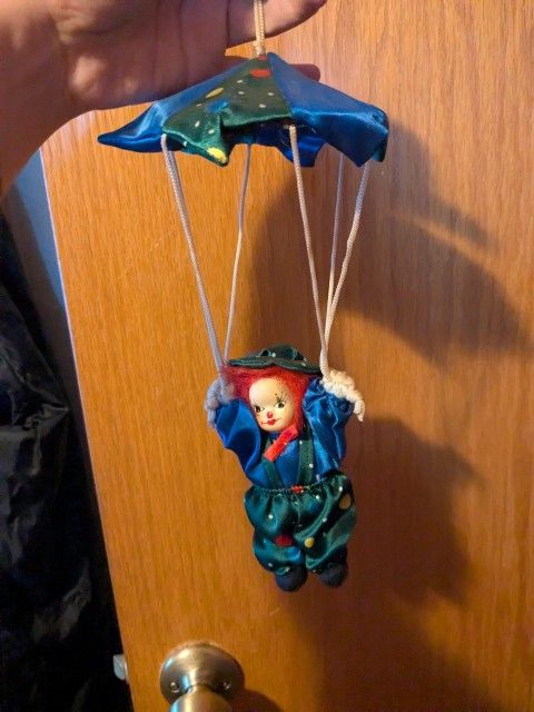 Vintage Parachuting Clown Doll